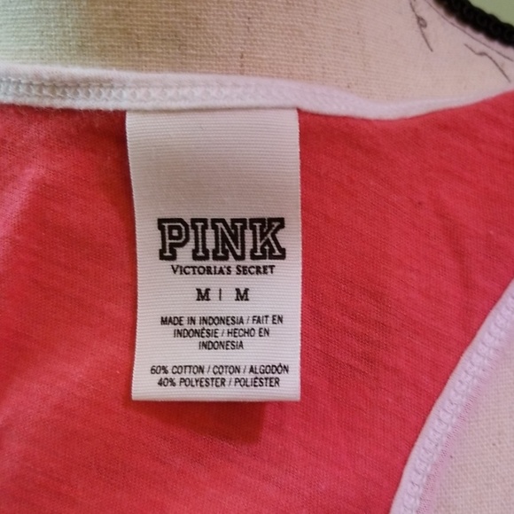 PINK size Medium Pink/White racer back tank top - Picture 4 of 5